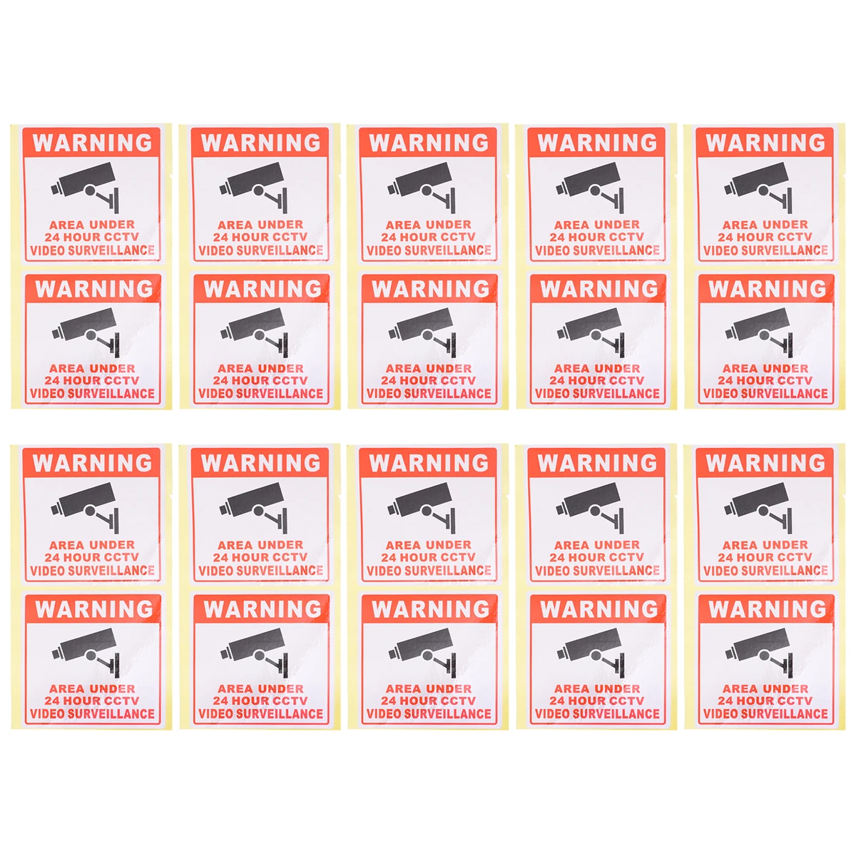 

20pcs Security Camera Warning Signs Stickers 24 Hour Video Surveillance Decals Adhesive Cctv Sign For Office School Building