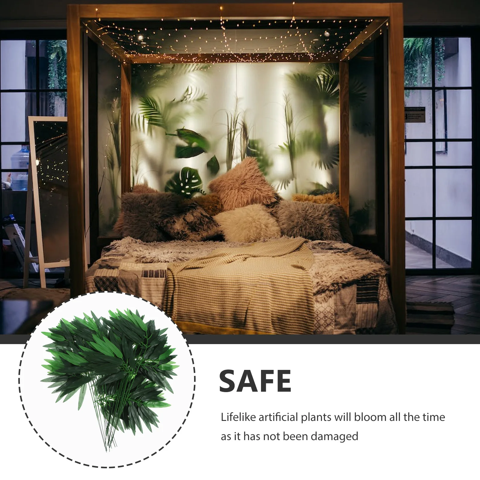 

50pcs Artificial Bamboo Leaves Lifelike Decorative Plants for Crafts Parties Home Garden Wall Decor fake artifical bamboo