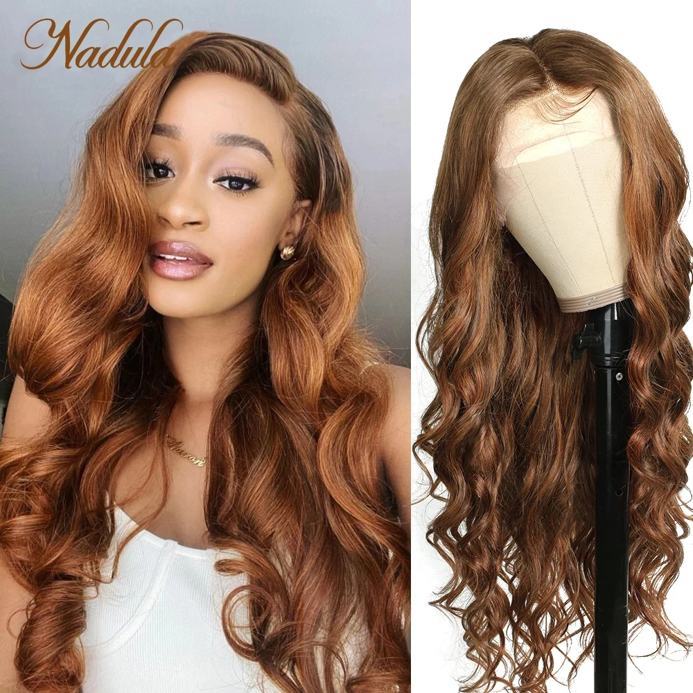 Nadula Hair 13x4 Loose Wave Lace Wig Chestnut Brown Fluffy Bouncy Curls Human Hair Lace Wigs Big Bouncy Waves Lace Front Wig