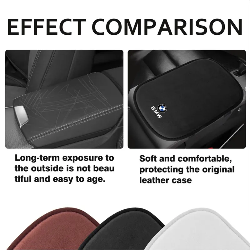 1PCS Car Armrest Box Mat Center Console Arm Rest Box Fur Leather Pads For BMW M Performance M3 M5 M6 X5 E60 F10 F30 E39 E36 F20