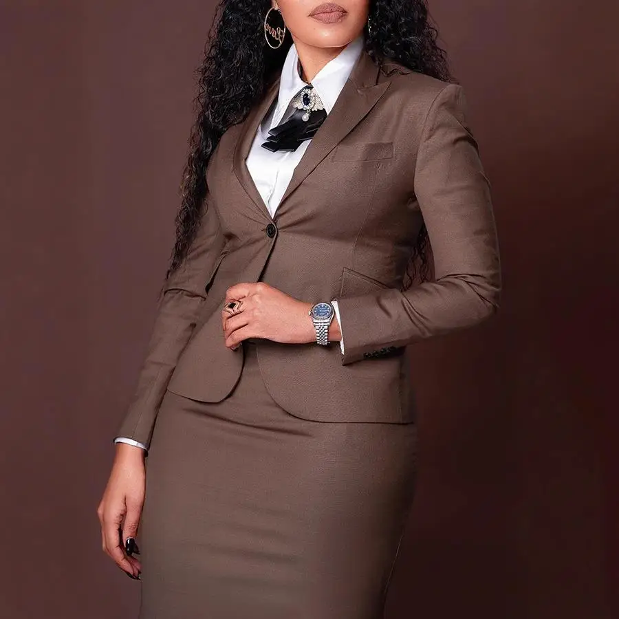 

Faionable Profional Office Suit Women's Long Sve Cosite Blouse And Skirt Set Cross-Border Long Sve Suit