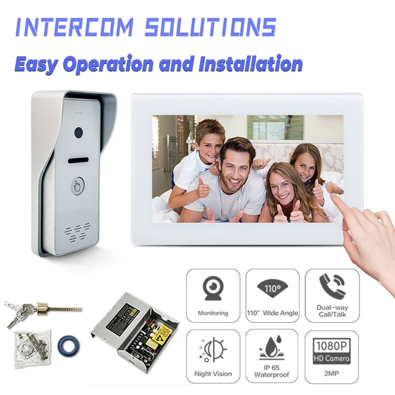 

Top Sale IP 7" Full Touch Screen Wired Ring 1080p Video Doorbell Video Door Intercom System For Home