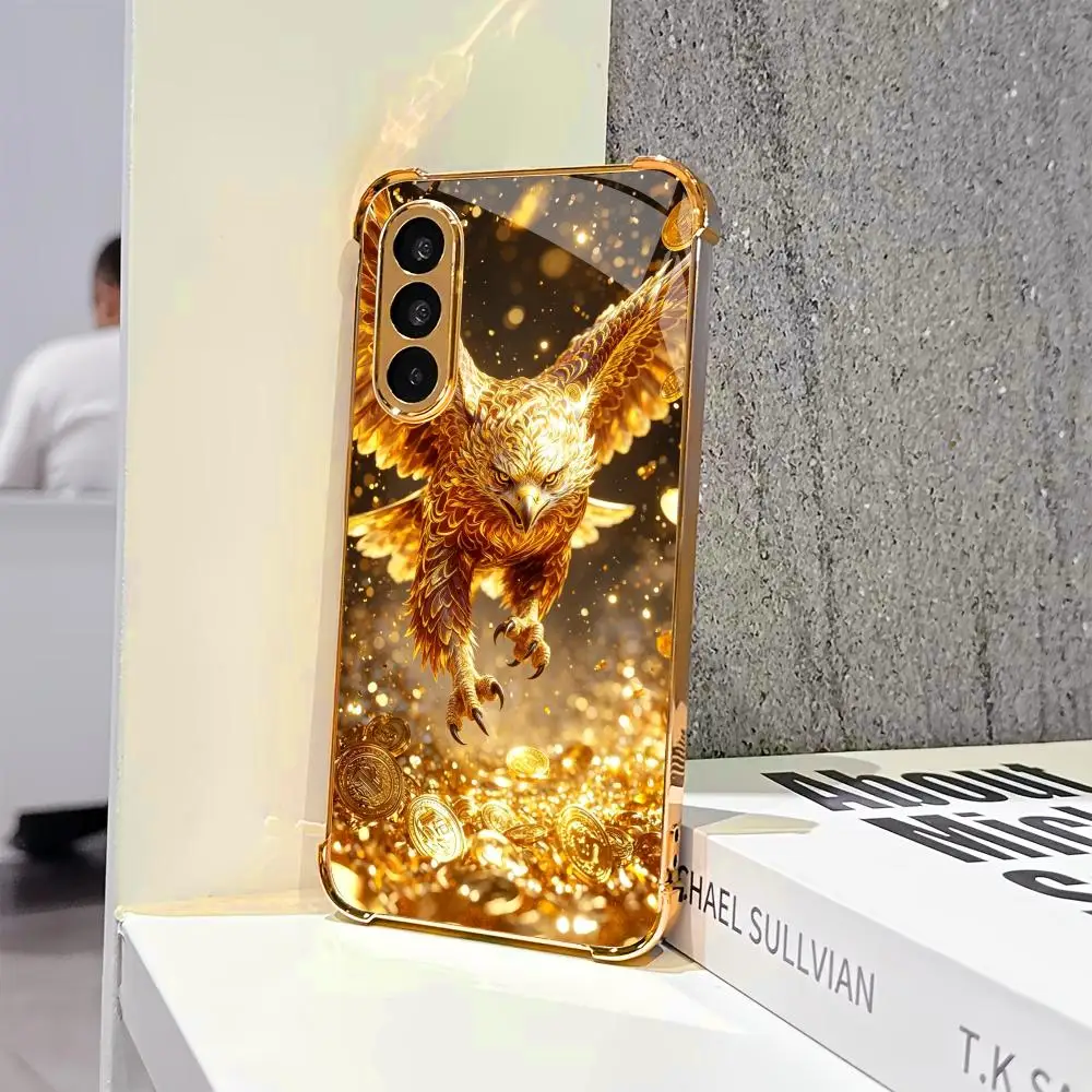 Golden Eagle with Gold Coins phone case glass s26 ultra case s25 ultra case for Samsung Galaxy S26 S25 S24 S23 S22 FE,Ultra,Plus