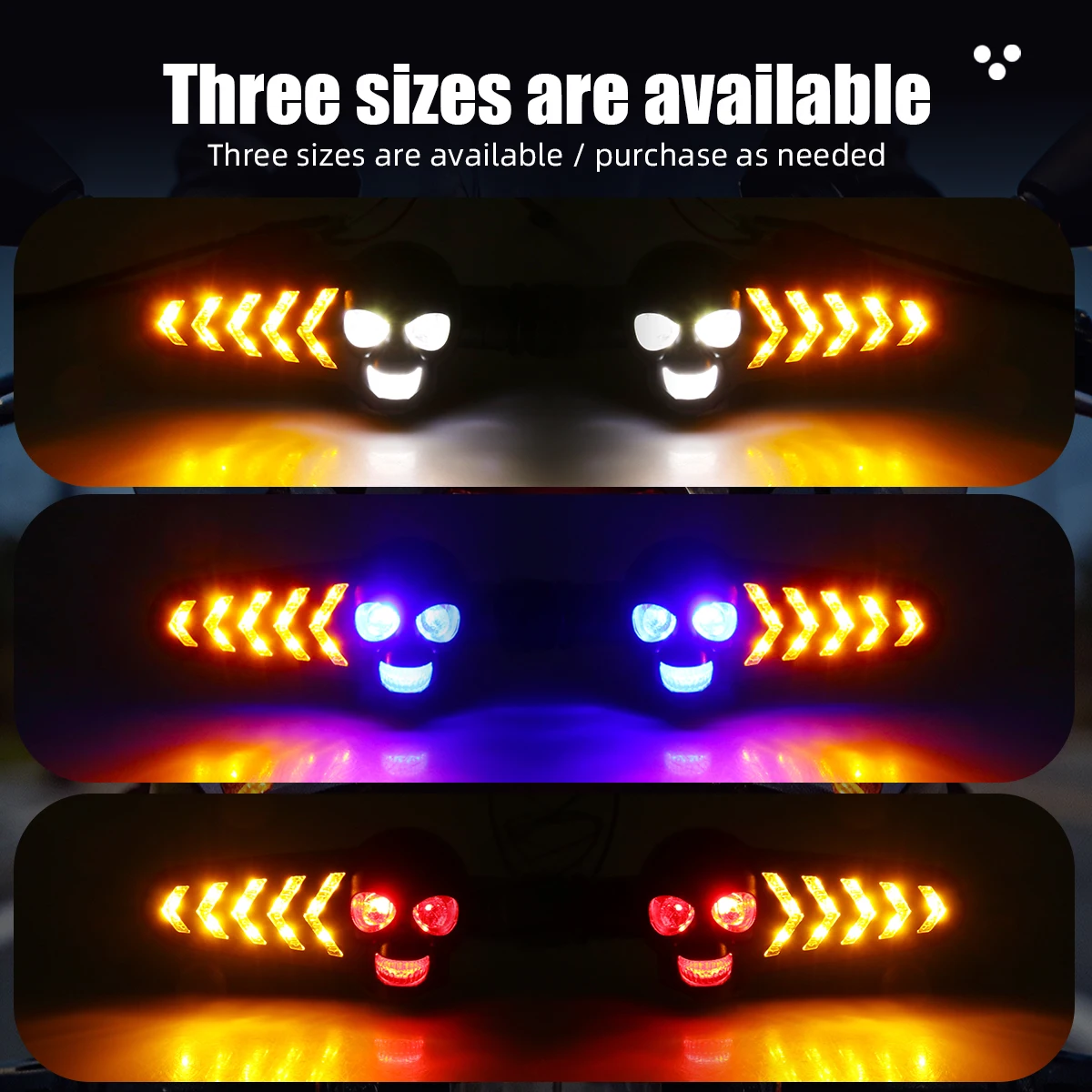 1/2 Pair Motorcycle Skull Arrow Dual Color Front Rear Blinker Turn Signal for Universal Driving Turning Motorcycle Indicator