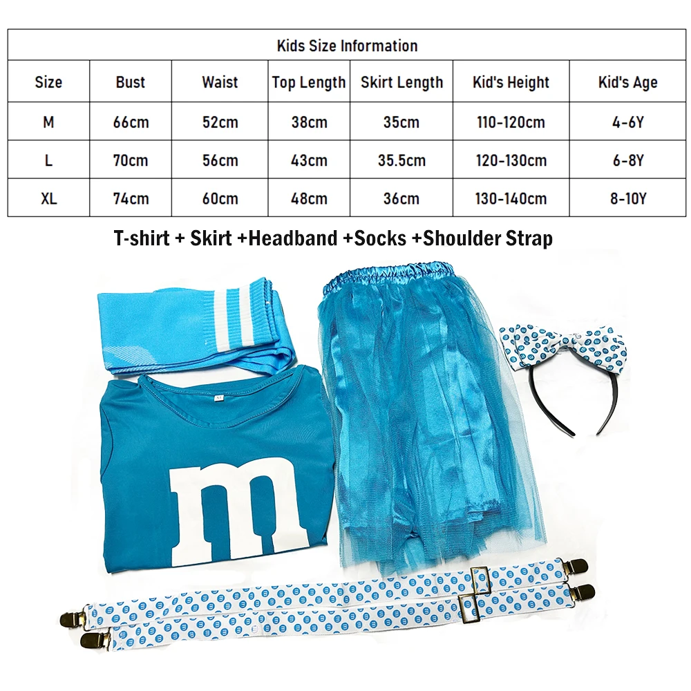 Mädchen M & M Kostüm Kinder T-Shirt Tutu Rock Cheerleader Uniform Kit angebracht Hosenträger Kinder gruppe Kostüm für Mädchen Geschenke