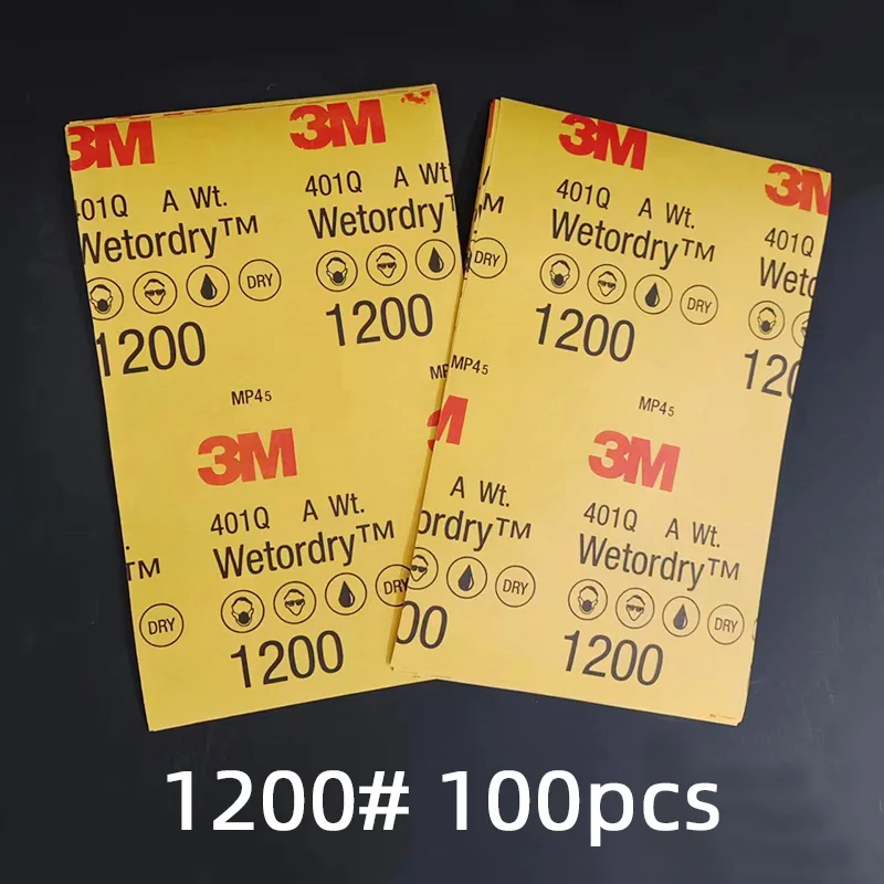 3M 401Q Sandpaper 139mm*228mm 1200 Mesh Silicon Carbide  Grinding Car Polishing Paint Primer Coating Abrasive