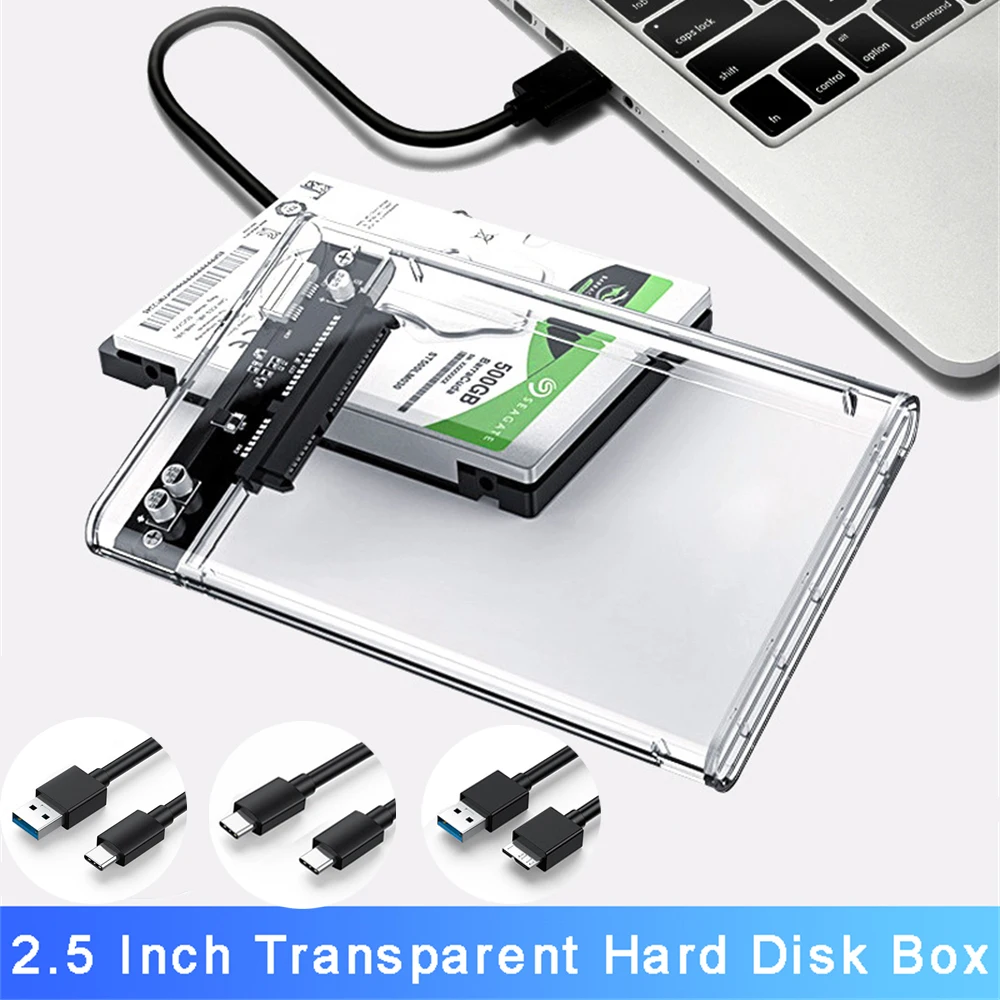 Harddisk Boxs USB 3.0 Type-C 2.5 Inch HDD SSD Shell SATA Hdd Box Enclosure Hard Drive Disk Box Cable 5 Gbps Support 2TB UASP