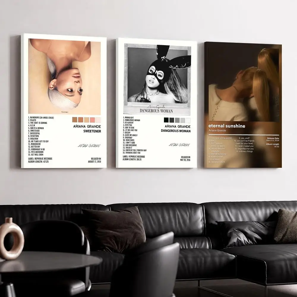 Singer Album A-Ariana G-Grande Framed Wall Painting Canvas Poster Ready to Hang Wall Art for Bedroom Living Room Home Decor Gift