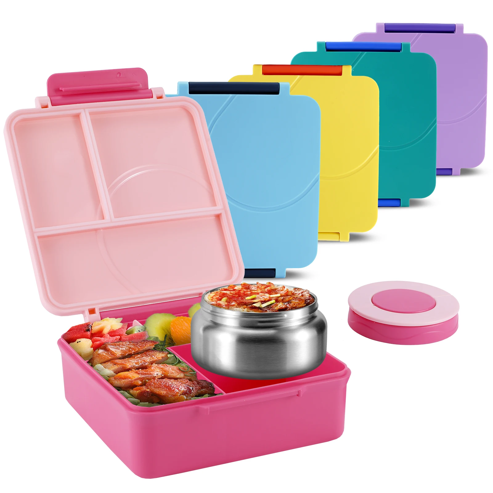 Four-Grid Lunch Box With Insulated Soup, For Salaryman, Salaried Man Teenagers And Workers At School, Canteen, Back School