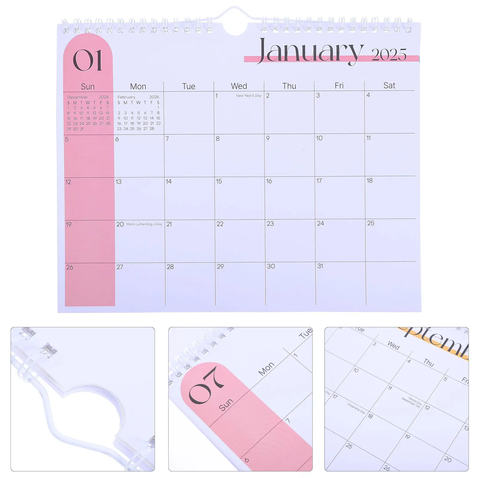 

2025 Hanging Calendar 12 Months Wall Calendar January to December English Monthly Planner Elegant Macaron Color Design for Home