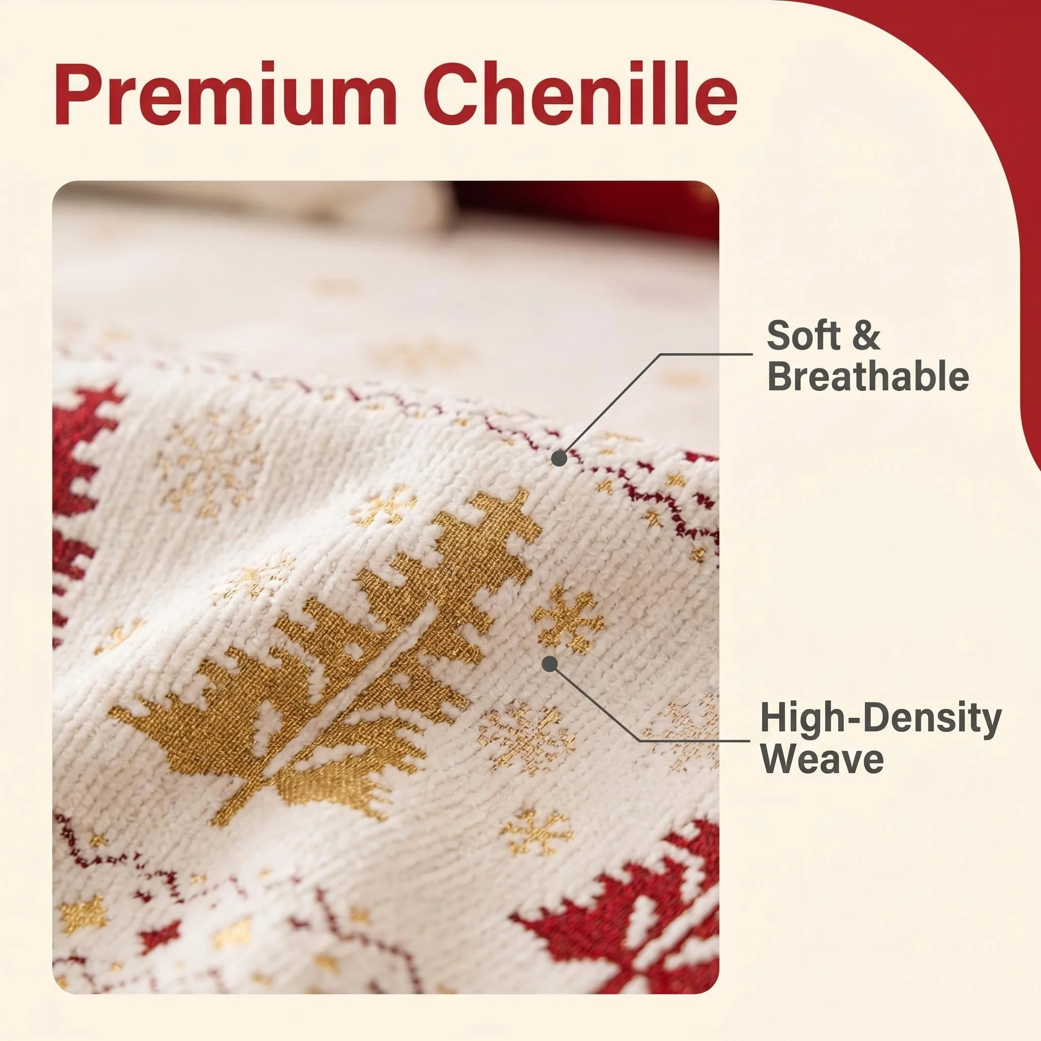 1pc Christmas Vibe Jacquard Chenille Non-Slip Sofa Cover, Holiday Home Funirture Decor Couch Seat Cover Furniture Protector