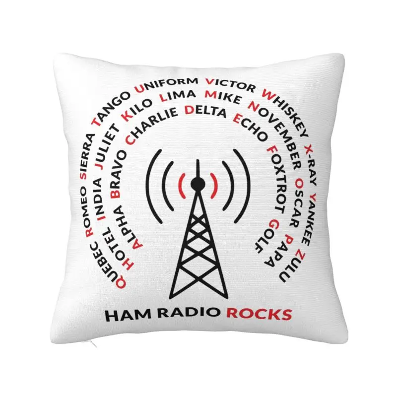 Amateur Ham Radio Operator Gift Throw Pillow Case 40*40cm Sofa Cushion Cover Square Polyester Pillowcase Double-sided Printing