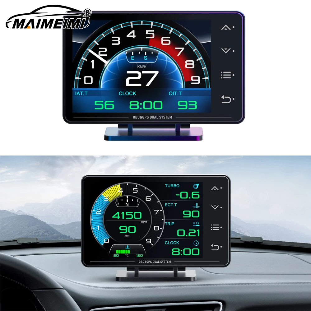 Xs Display Car Multi-Function E-OBD Instrument Water&Oil Temp Turbocharged Oil Pressure G Value Gyroscope +Gps Speedometer Auto