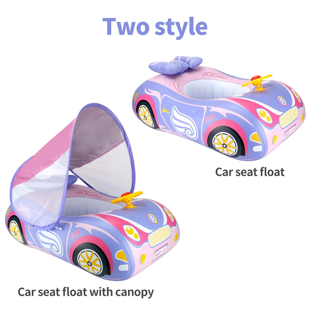 Swimbobo Kids Car Swimming Seat Float Ring Inflatable Infant Floating For Summer Swim Boat Circle Bathing Water Toy with canopy