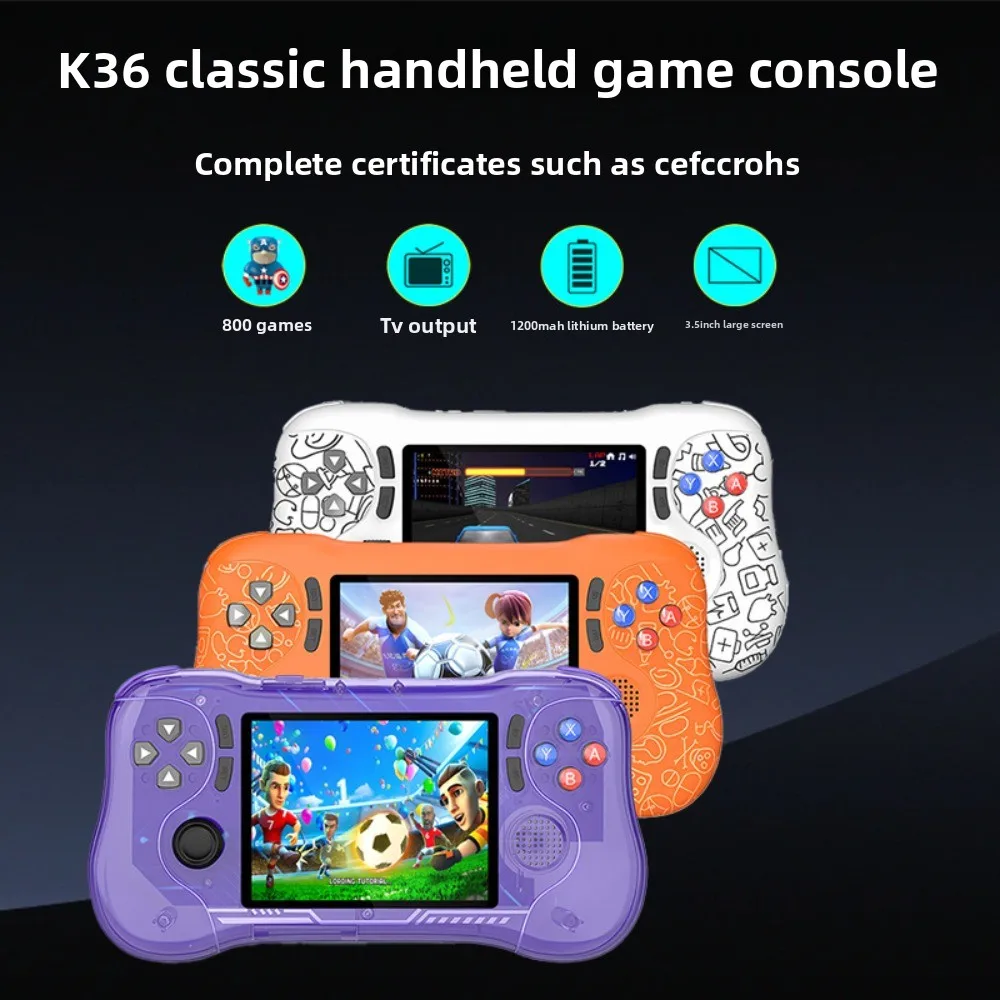 800개의 클래식 게임이 내장된 레트로 휴대용 휴대용 게임 콘솔, 3.5인치 LCD 화면, 2인용 게임패드, 어린이 및 성인용