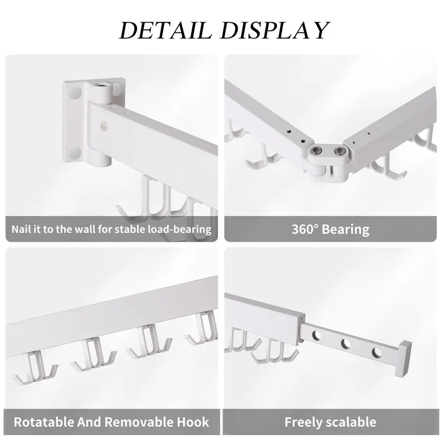 Mounted Clothes Drying Rack,Drying Rack Clothing Wall Mount with Foldable FeaturesTriFold,Space Saver,Wall Mounted Drying Rack f