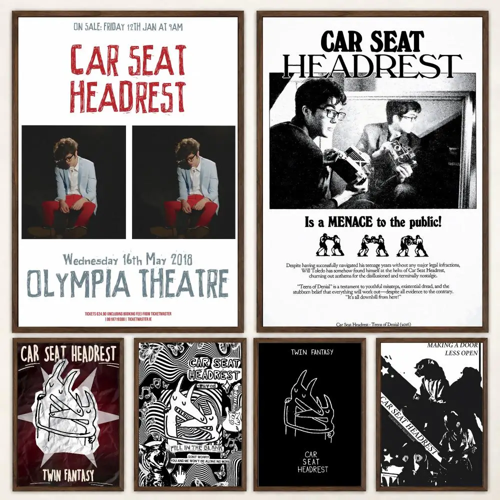 Indie Alternative Rock Band Car Seat Headrest Poster Self‑Adhesive Waterproof Poster Sticker Wall Art Home Decor