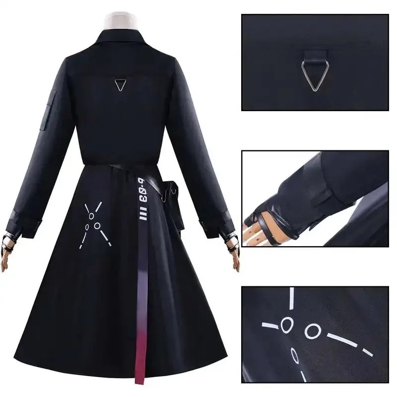 Lqgame amor e deepspace traje cosplay feminino nightbreaker sombra uniforme preto roupa de batalha com peruca para festa de halloween