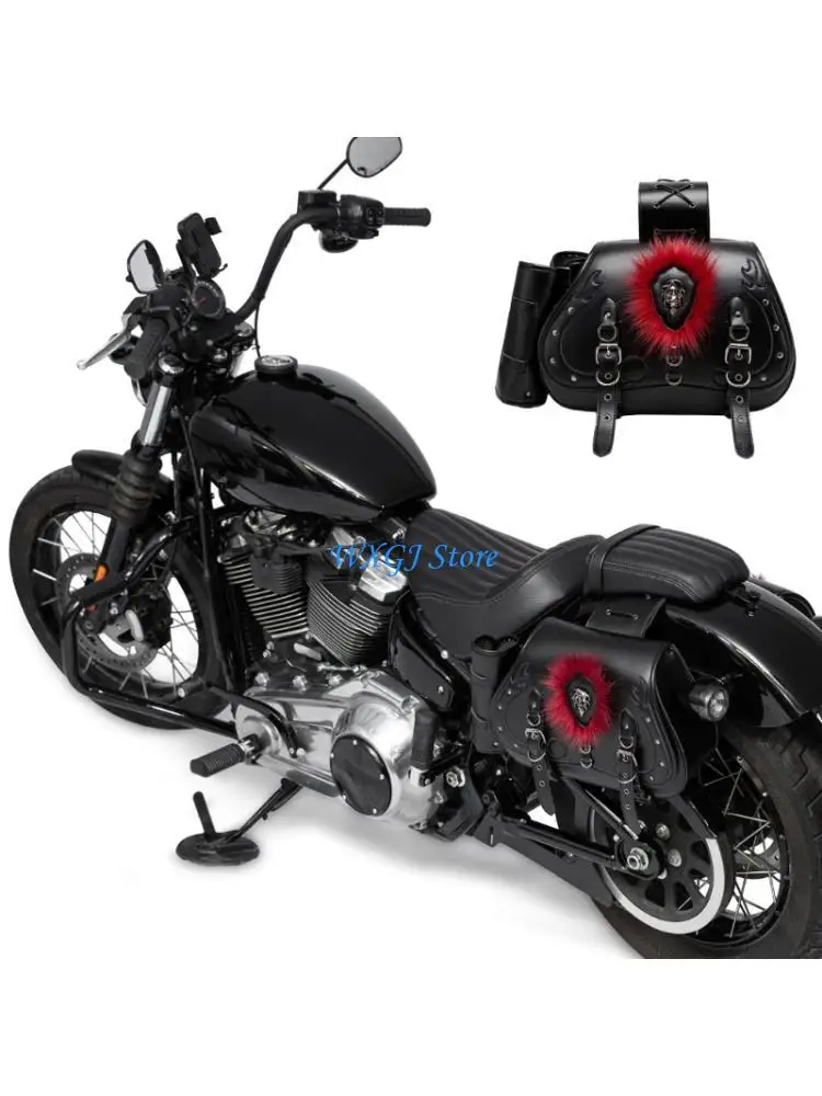 37JE Spacious Motorcycle Pack Bags PU Construction Rainproof Saddlebags for Bike