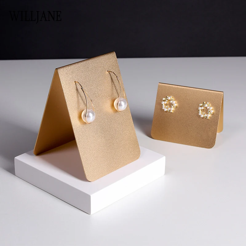 Metal Stud Dangle Earrings Display Rack T Bar Stand Jewelry Hanger Organizer Holder Eardrop Freestanding Shelf White Resin Block