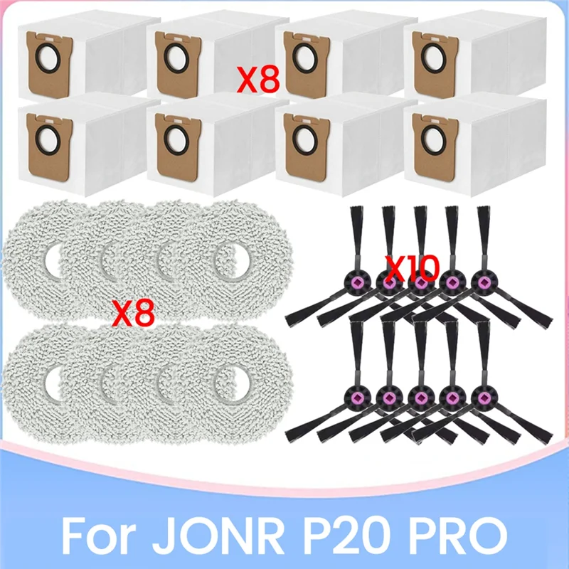 Promotion!For JONR P20 PRO Robot Vacuum Cleaner Replacement Accessories Side Brush Mop Cloth Dust Bags Household Cleaning