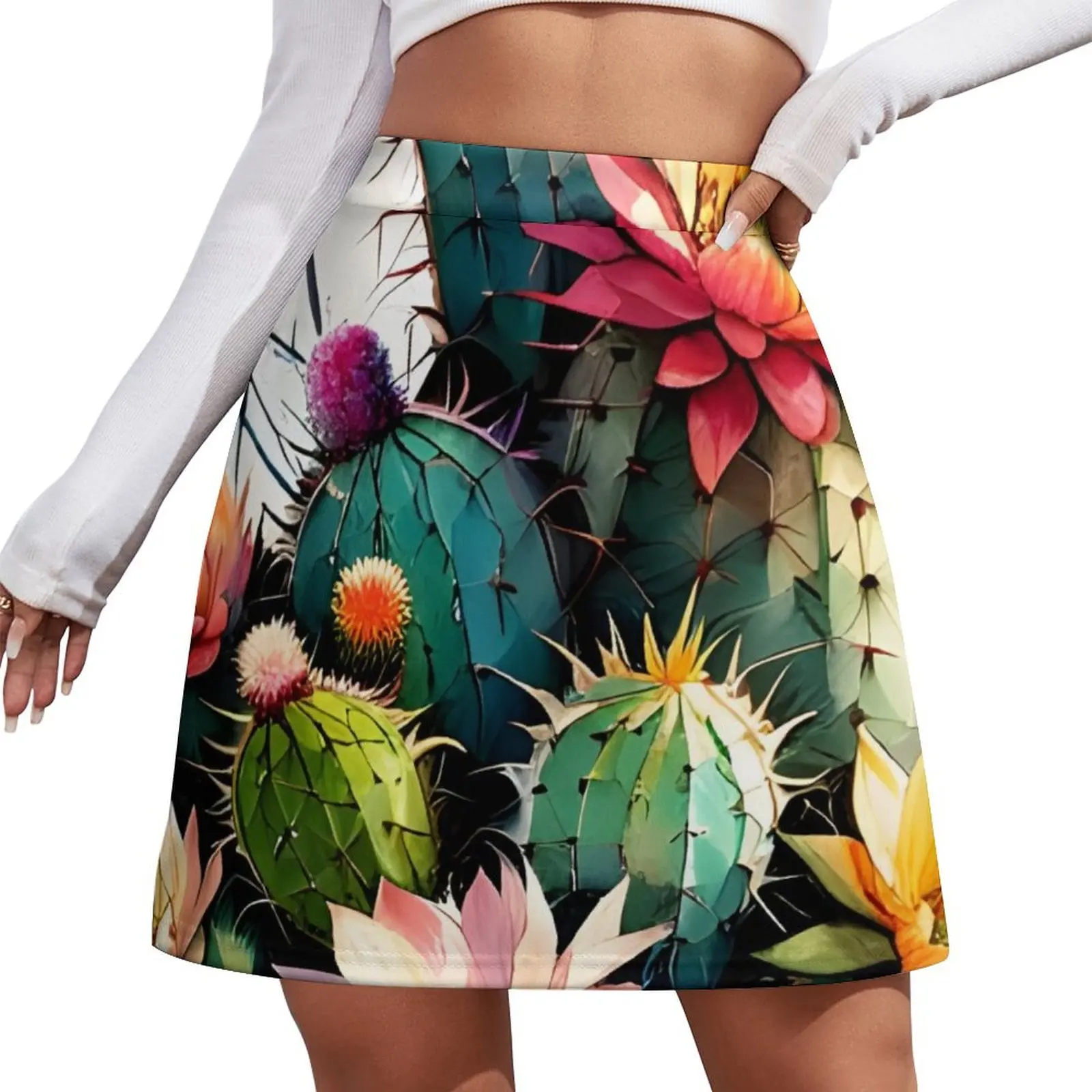 Blooming Cactus Mini Skirt new in clothes japanese kawaii clothes cosplay women's clothing trend 2026 Mini Skirt