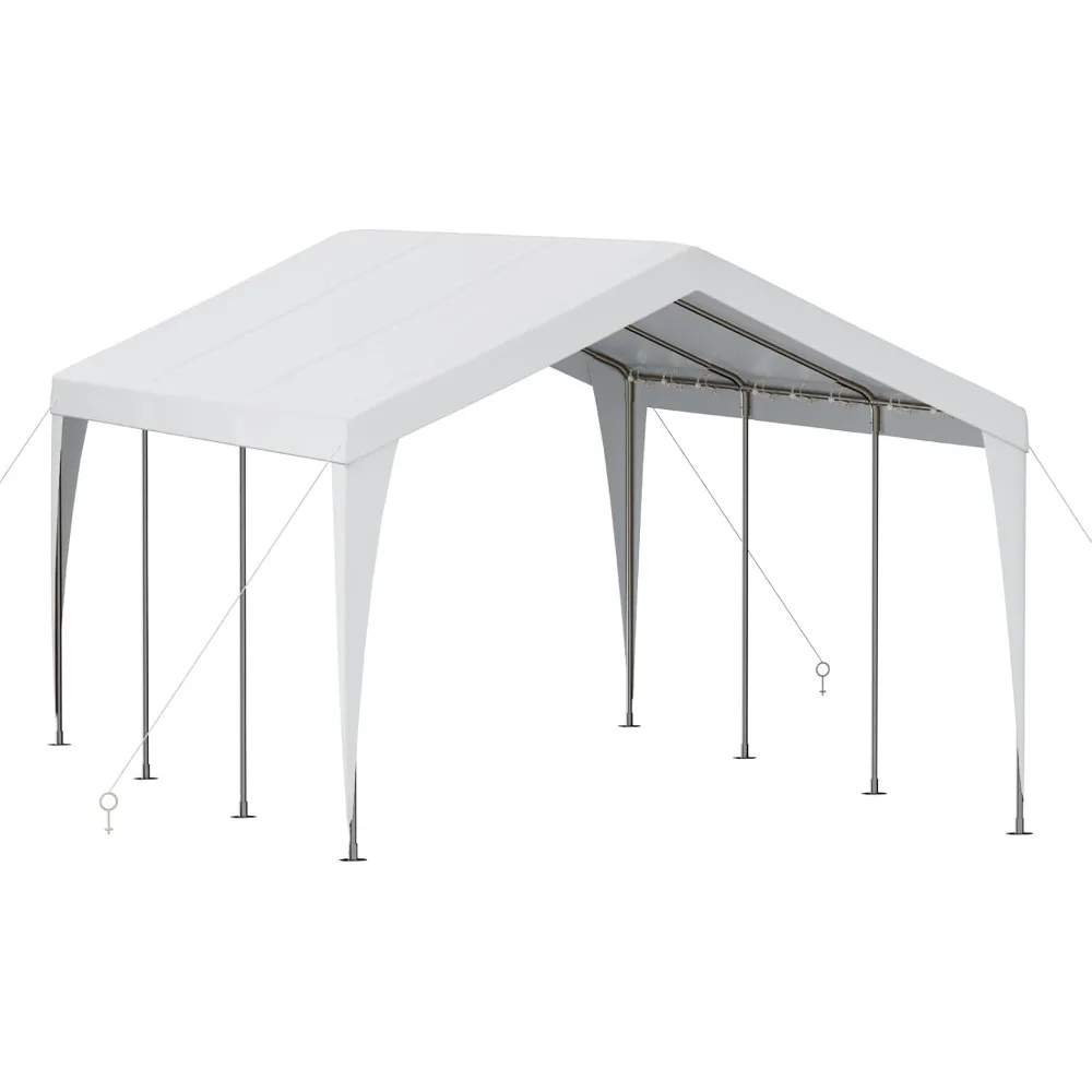 

Carport 10x20 Heavy Duty Portable Garage,Galvanized Frame Carport Canopy,Portable Garages and Shelters with 8 Leg&4 Wind Rope,Ca