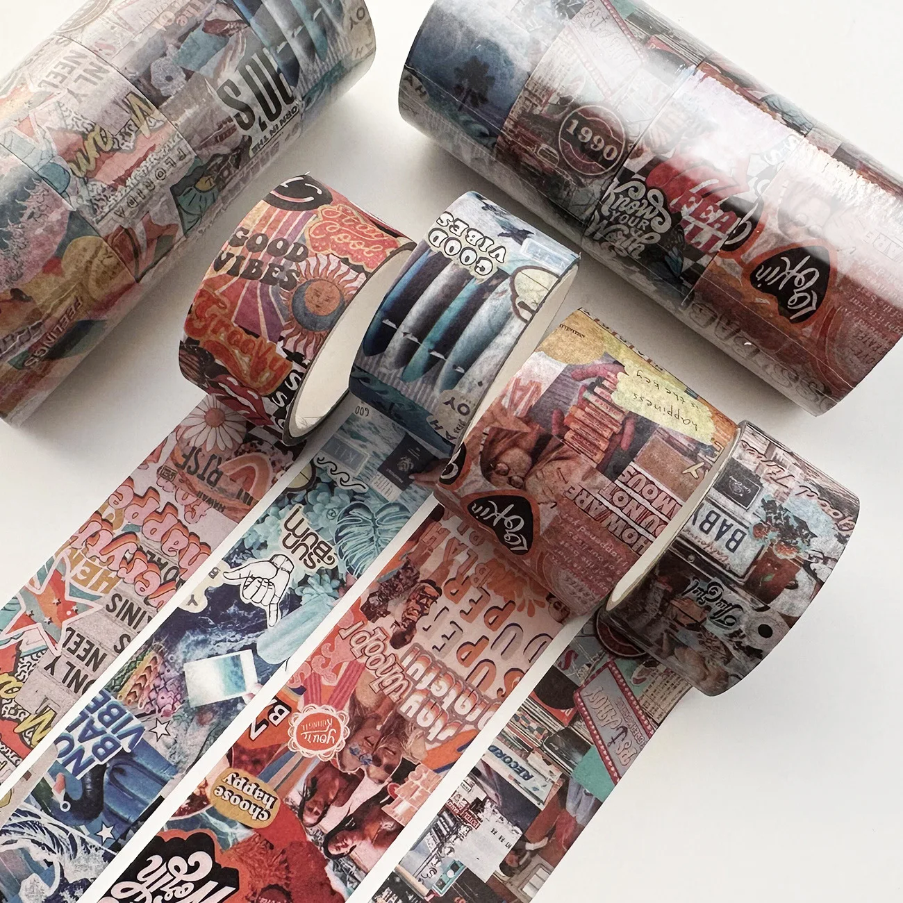 

4 рулона/объемная Васи-лента, винтажный стиль, лента для ручной учетной записи, Ретро декоративный материал, ручная клейкая лента для учетной записи