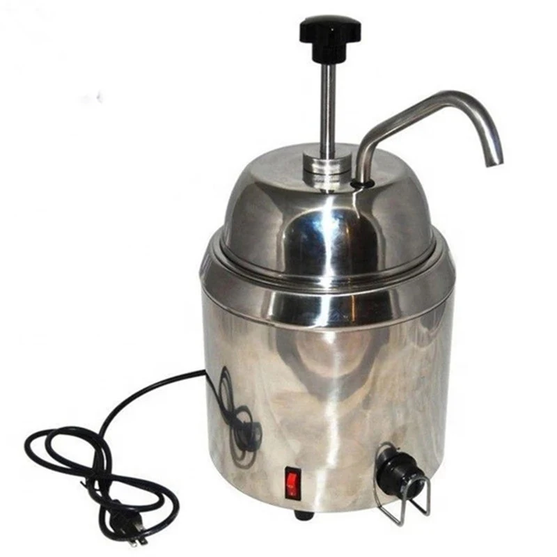 

3.8L Hot Fudge Nacho Cheese Chocolate Dispenser Warmer Chocolate Melting Pot 304 Stainless Steel Inner Tank