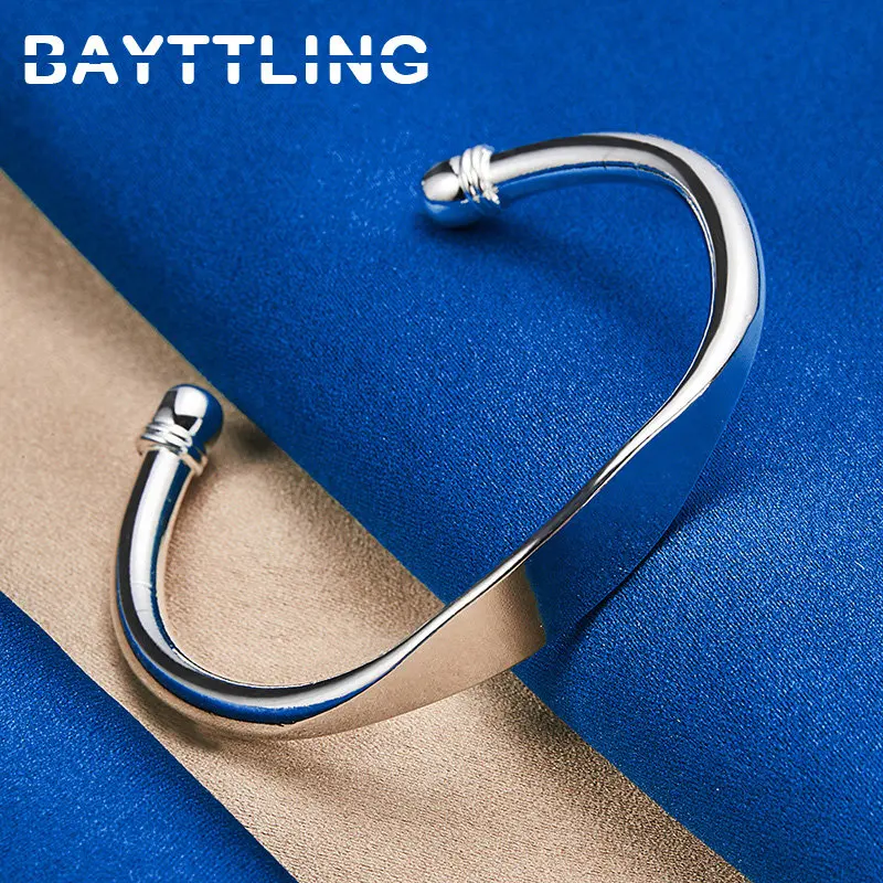 925 Sterling Silver 5MM Luxury Glossy Men Bangle Bracelet For Women Wedding Engagement Party Gifts Fashion Jewelry Accessories