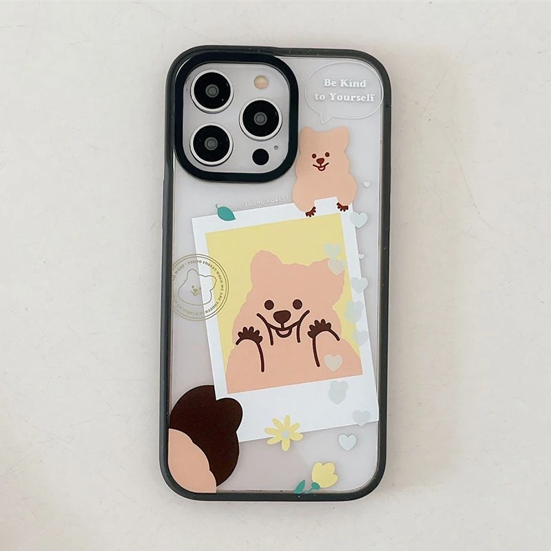

Cartoon Bear 2.0 Acrylic Magnetic Black Border iPhone 11 12 13 14 15 16 Pro Max Protective Case