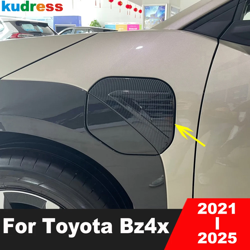 Car Gas Fuel Tank Cover Trim For Toyota Bz4x 2021 2022 2023 2024 2025 Carbon Fiber Oil Filler Gasonline Cap Overlay Accessories