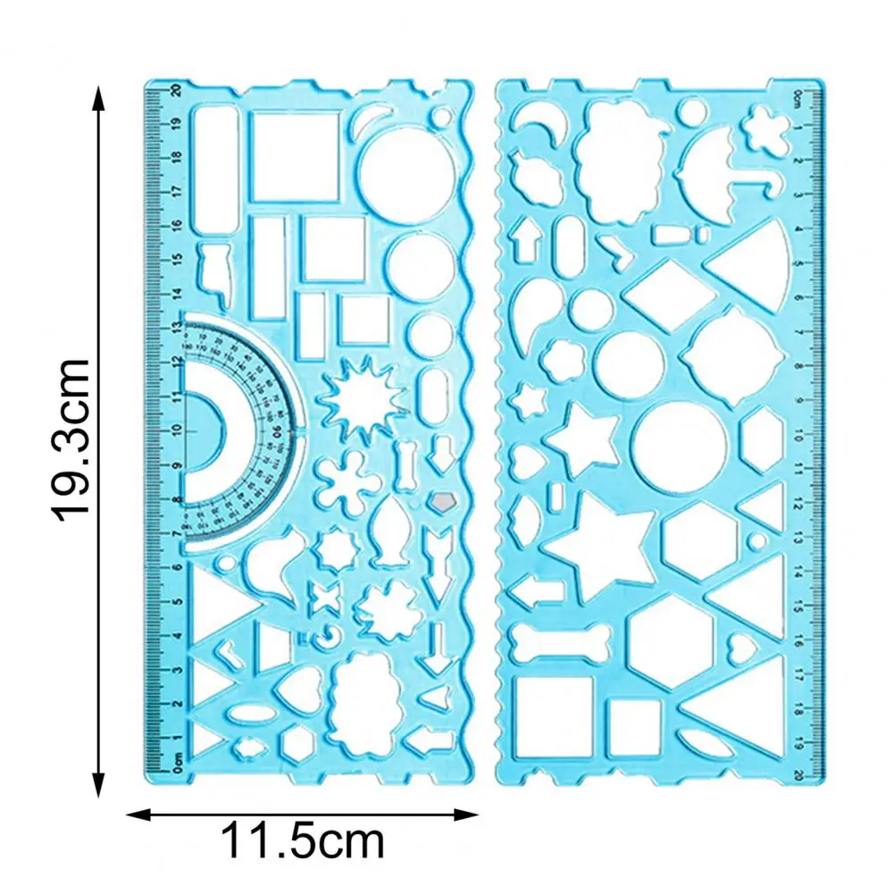 2 قطعة طالب حاكم الرسم القرطاسية متعددة على شكل جوفاء التدريجي الهندسة حاكم مع المنقلة الرسم حاكم اللوازم المدرسية