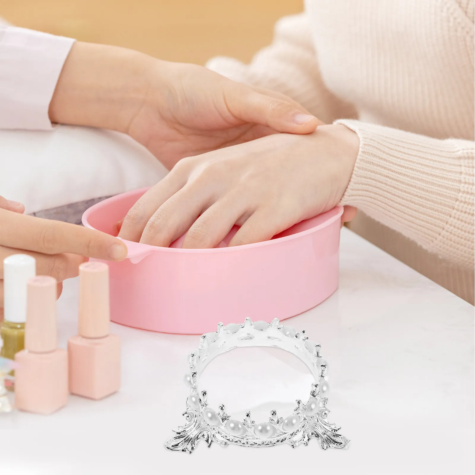 

Набор из 4 подставок для кистей для маникюра в винтажном стиле с жемчужным краем для художественных ручек, кистей для рисования, демонстрации косметики