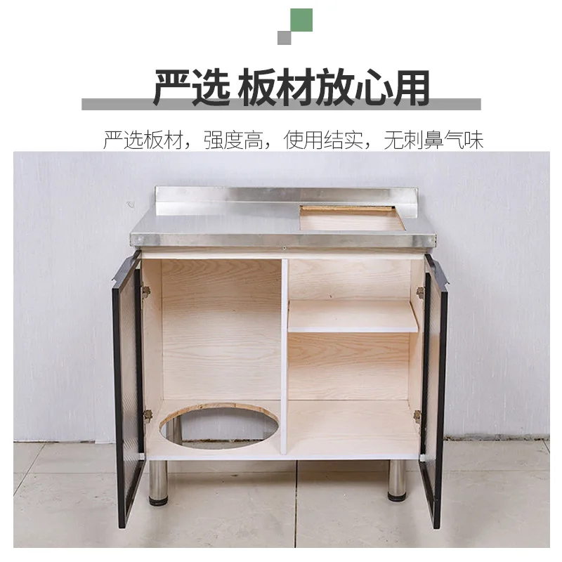 Cabinet custom stainless steel open integrated kitchen storage cabinet rental household economy integrated cabinet