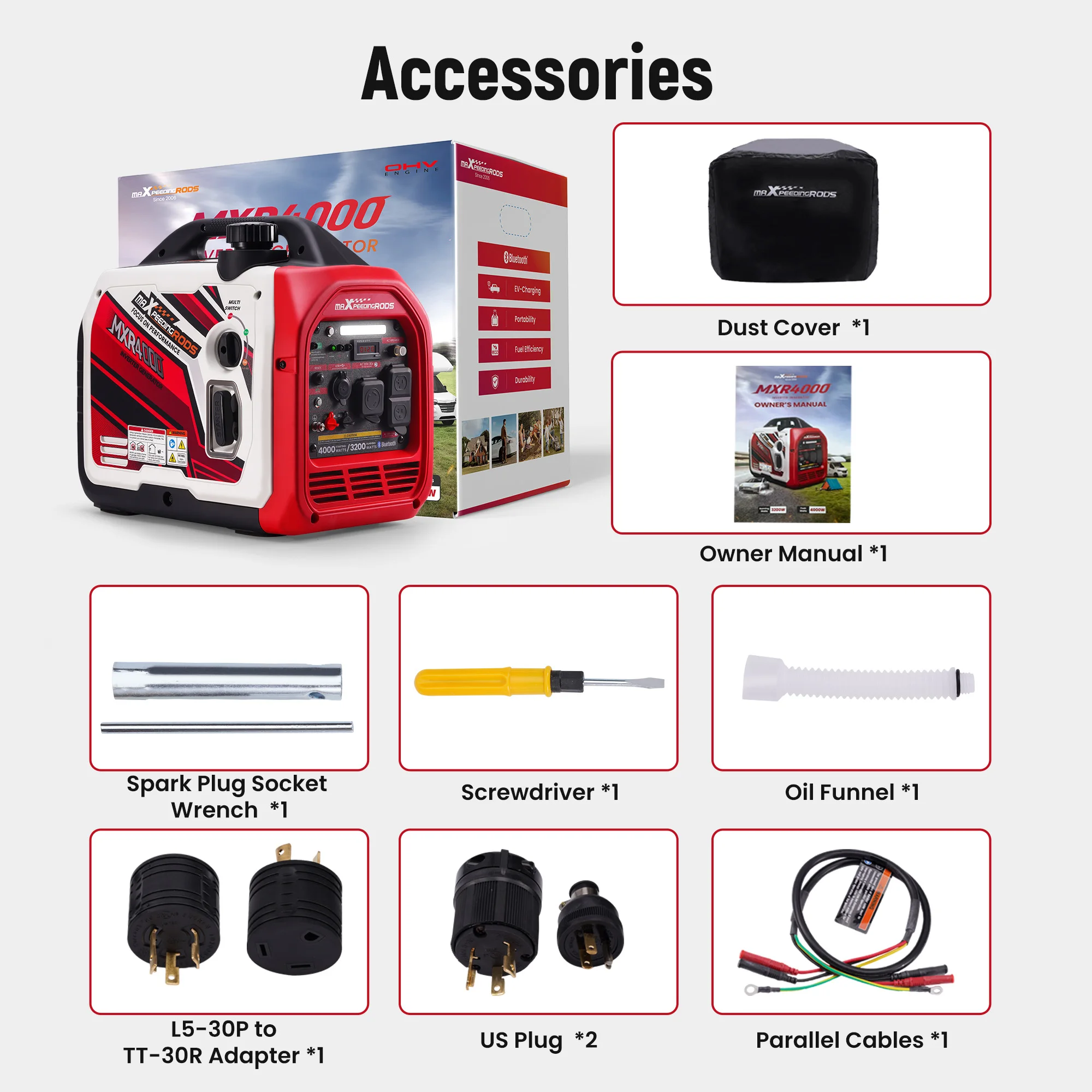 

4000 Watt Camping Generator Portable Inverter Gas with 4-stroke 145cc OHV Engine Portable Power Generator