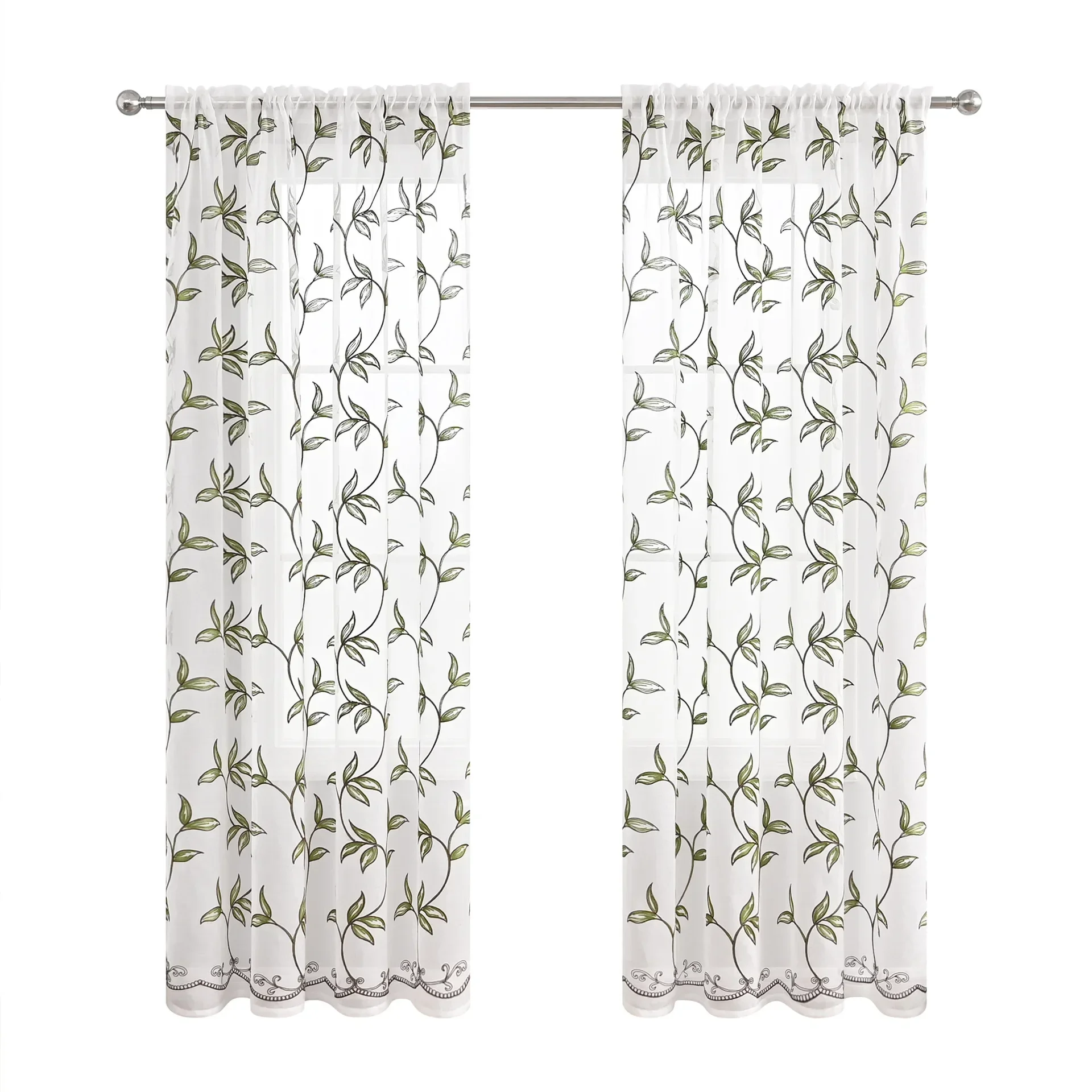 N3029Curtain gauze curtain vine leaves embroidered gauze bay window sand curtain white translucent embroidered gauze