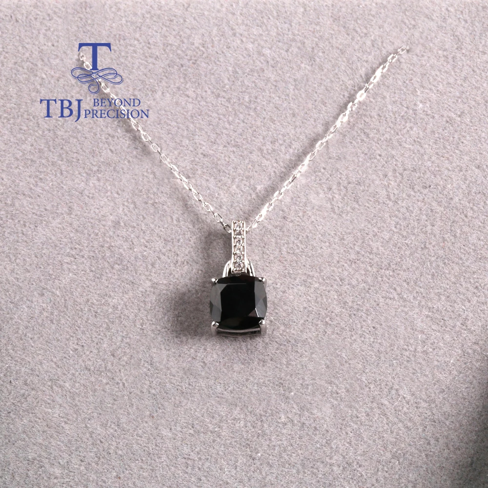 Classic Design Pendant 925 Sterling Silver Natural  Black Spinel Cushion 8mm August Birthstone Latest Jewelry Birthday Party