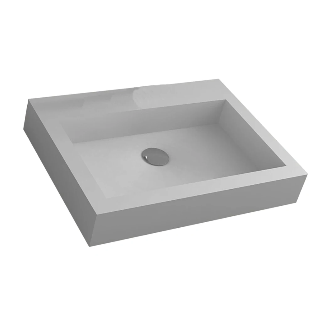 Bathroom Rectangular Wall Hung Corian Vessel Sink Solid surface Stone Wash Basin RS38430A