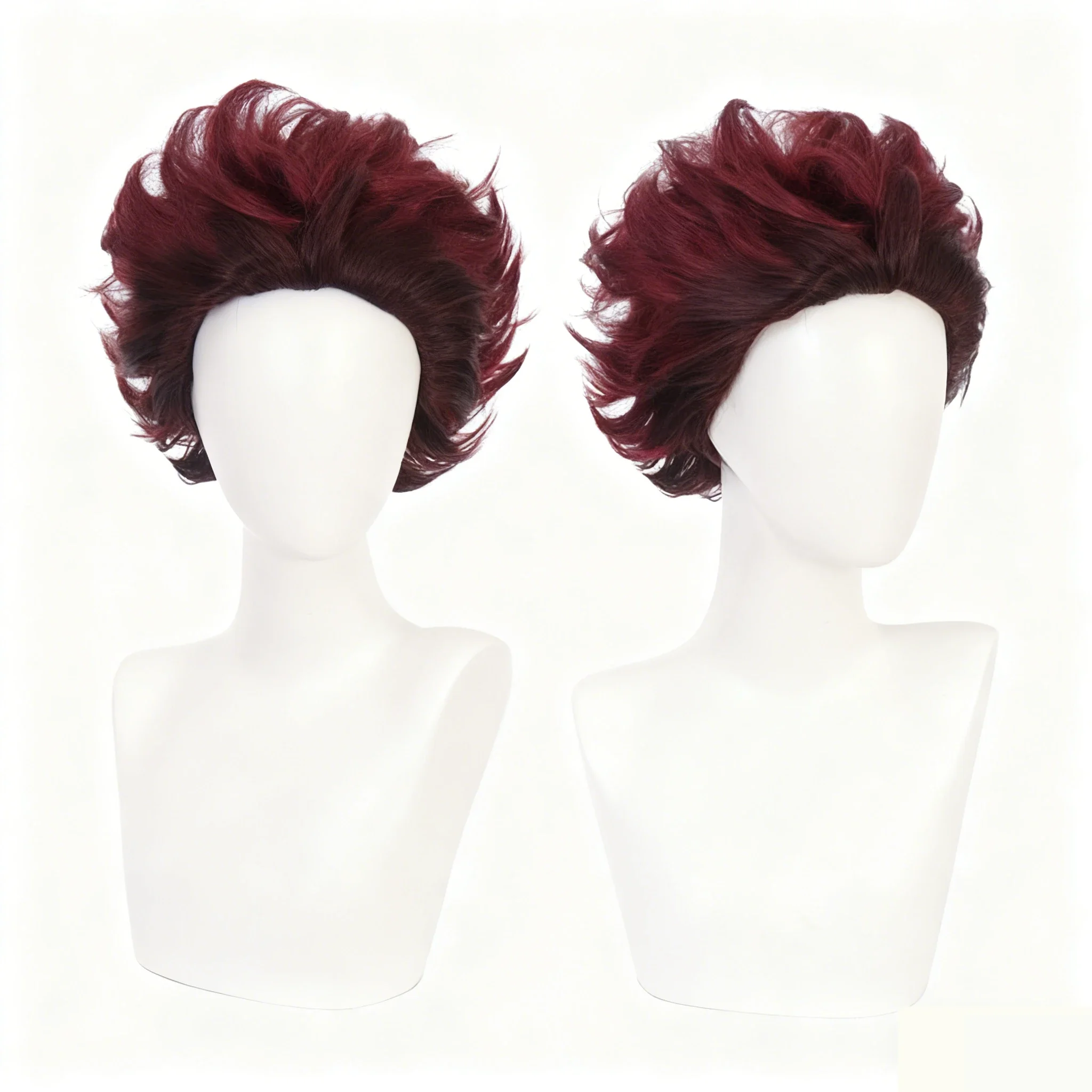 Kamado Tanjirou Anime Cosplay Pruik Donkerrood Gladde Kapsel Comic-con Stage Dress Up Pruik Voor Man vrouw Kostuum Accessoires