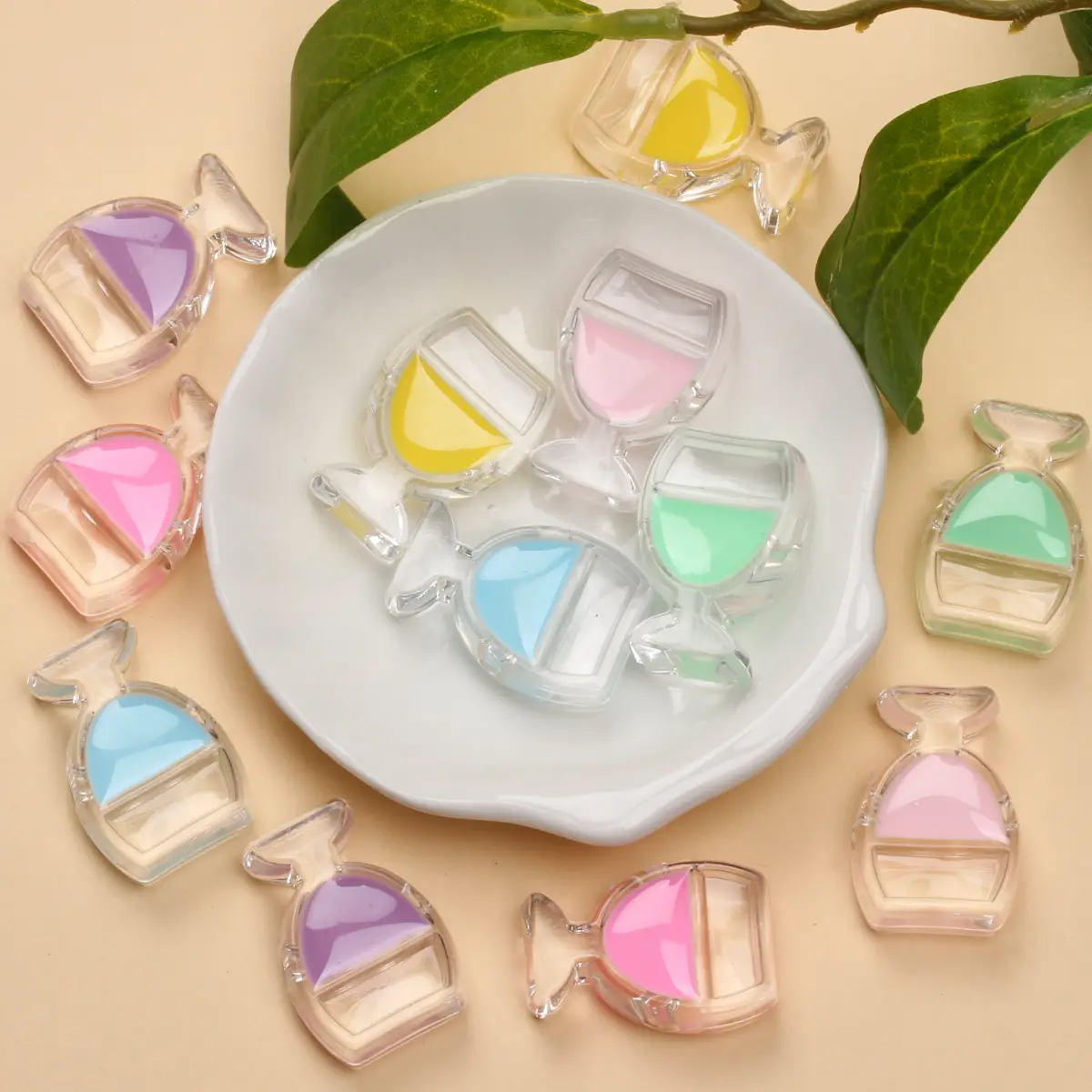 10Pcs Drip Oil Transparent Acrylic Wine Glass Perfume Bottle Beads DIY Jewelry Keychain Crafts Braclet Fashion Accessories