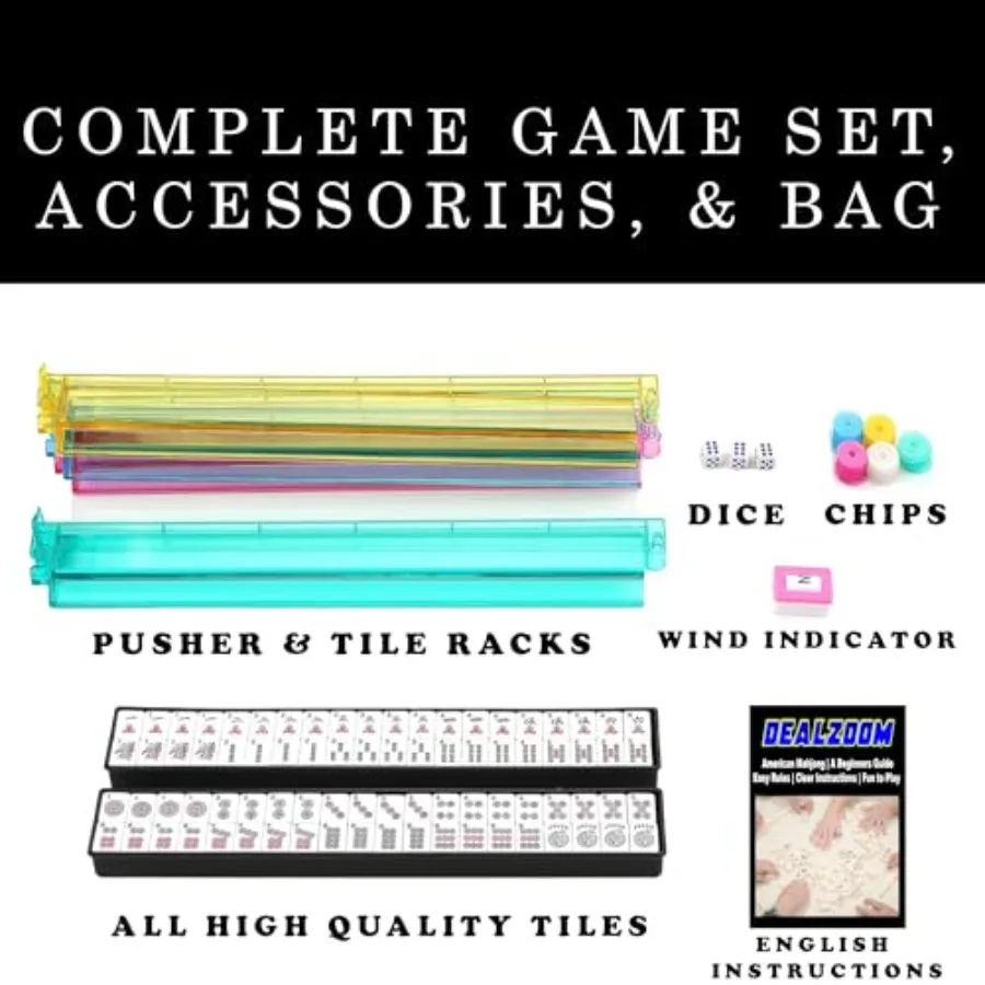 American Mahjong Set for home and tournament use, cherry wood tiles with cherry blossom design, pink and white color scheme, in