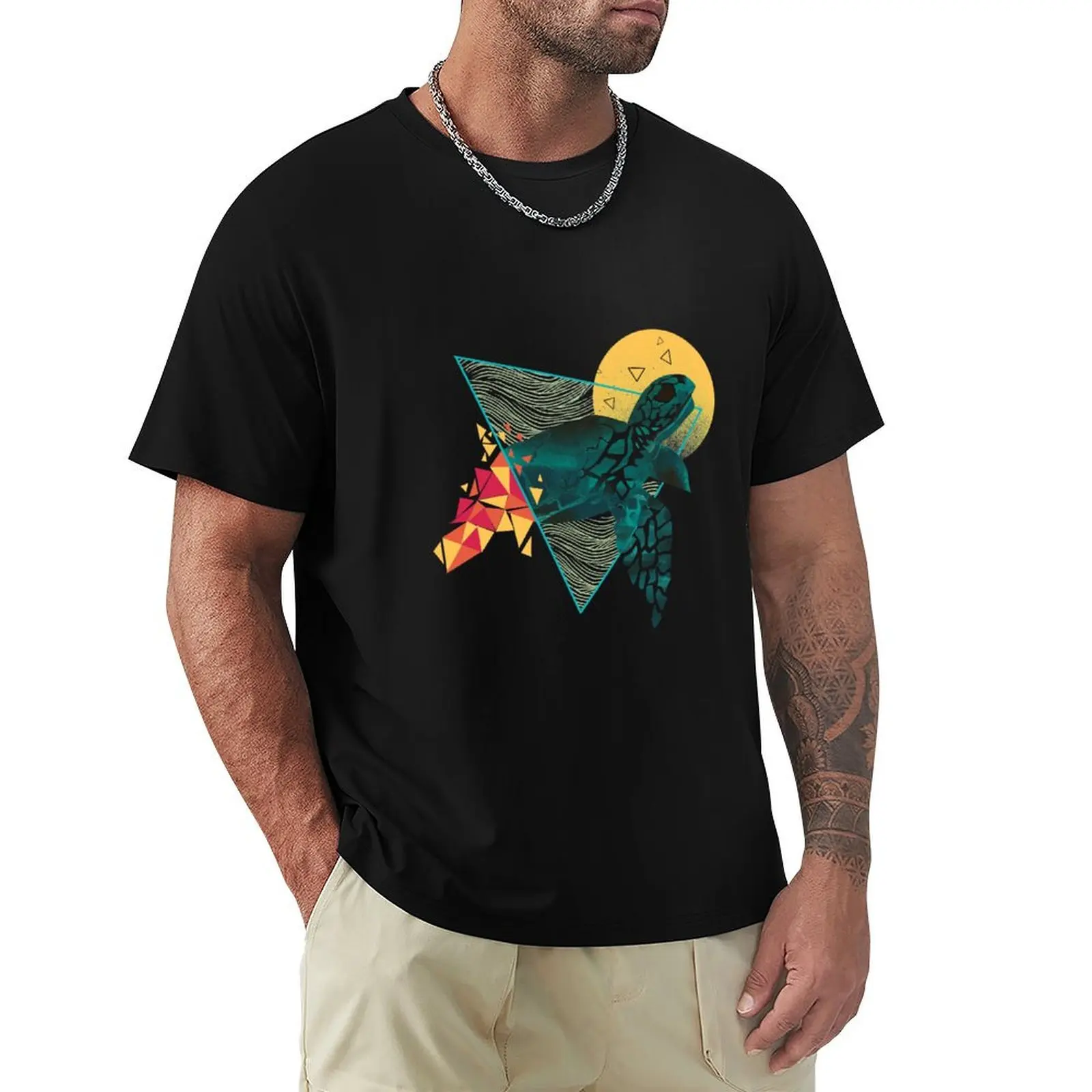 

Geometric Turtle T-Shirt Sweat Resistant Workout Tee Shirt