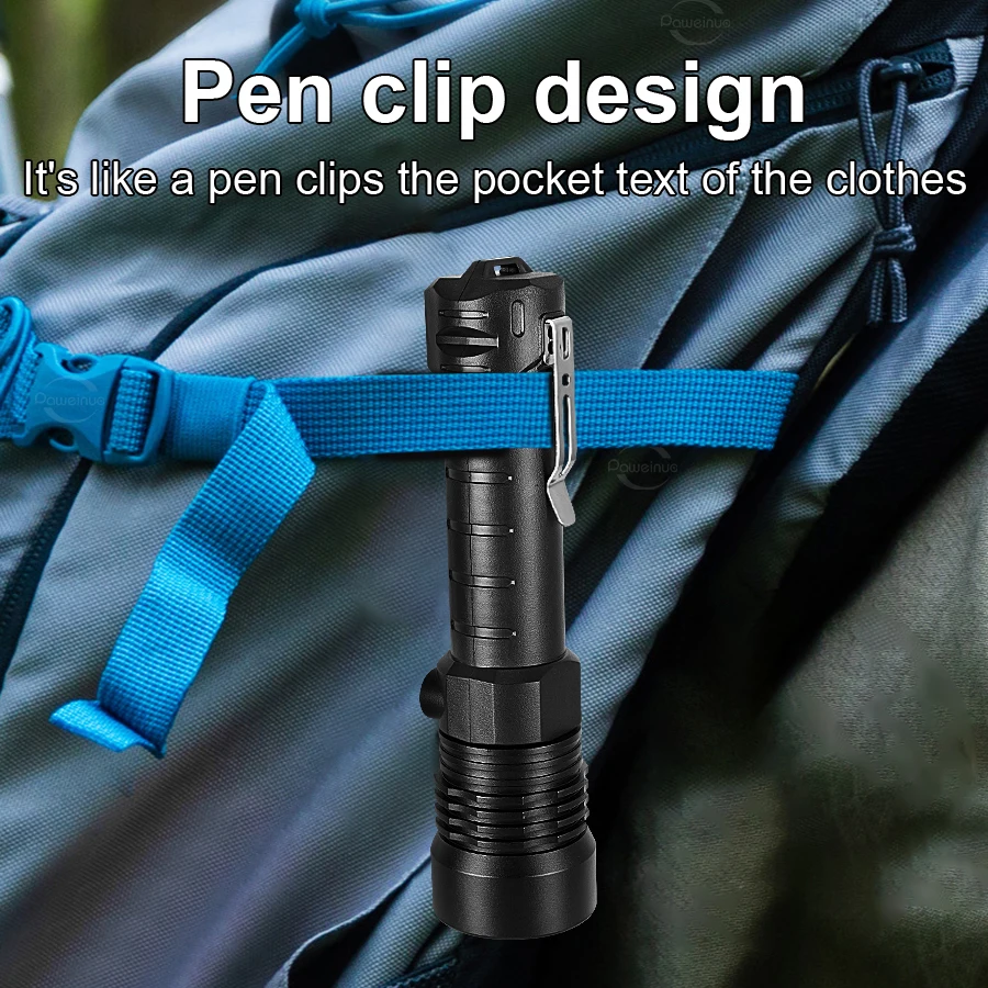 مصباح يدوي LED فائق السطوع قابل لإعادة الشحن مع مصباح تكبير تلسكوبي بالضوء الأحمر والأخضر لإضاءة استكشاف الطوارئ الخارجية