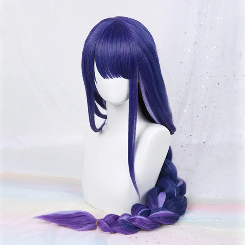Beelzebul Purple Long Heat Resistant Synthetic Hair Braided Baal Wigs Game Impact Raiden Shogun Cosplay Wig