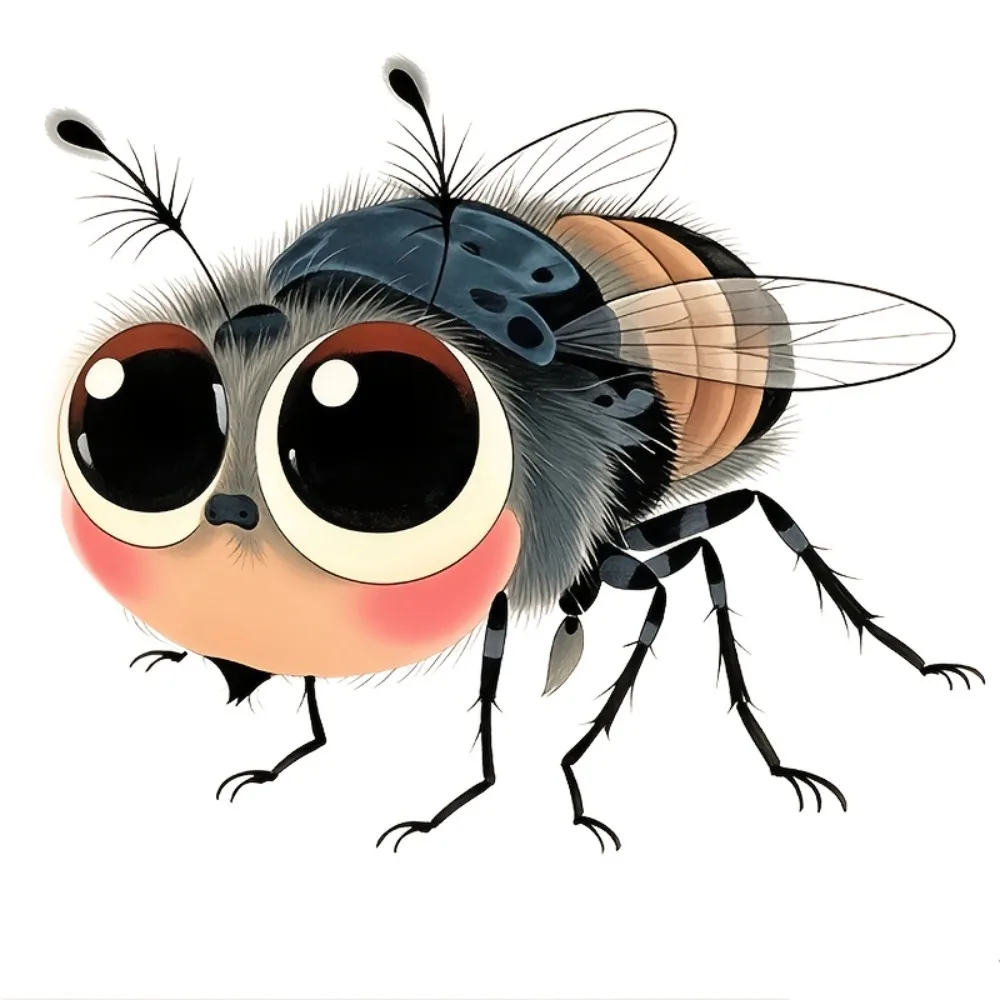 

Cute Cartoon Fly Sticker with Glitter Eyes & Expressive Face Removable Self Adhesive Vinyl Decal for Cars Motorcycles