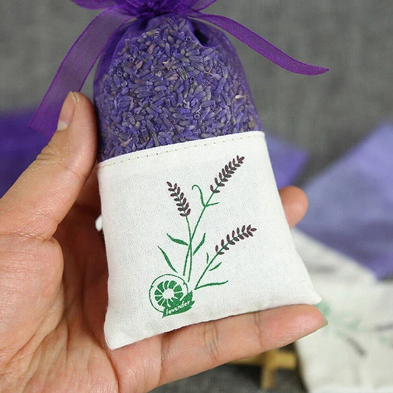 5/10/20pcs Lavender Sachet Bag Empty Lavender Pouches Dry Flower Aroma Bags Floral Printing Fragrance Sachets Vintage Hard Yarn