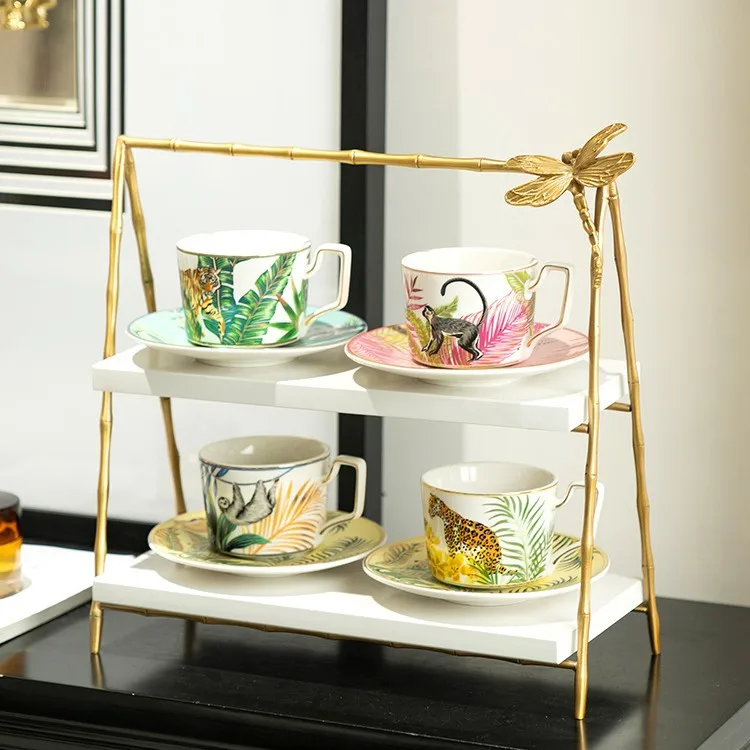 DSA brass marble display stand storage desktop cup holder living room afternoon tea snack tray storage