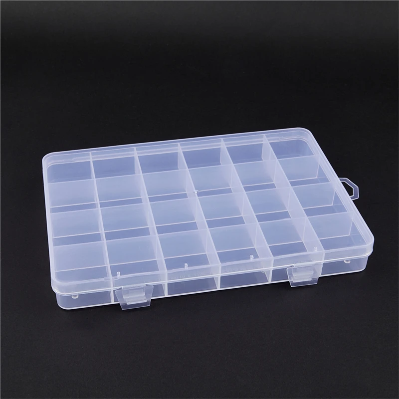 24 Grids Practical  Compartment PP Plastic Storage Box Round Beads Jewelry Earring Bead Screw Holder Case Display Organizer Cont