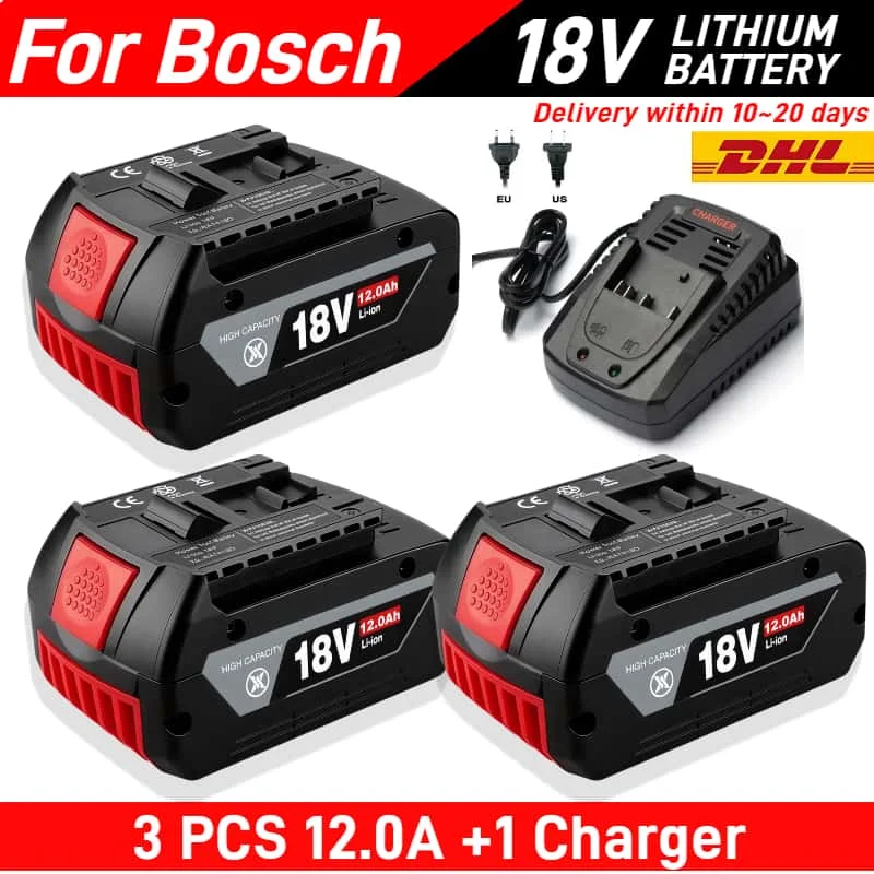 

New 18V Battery for BOSCH 100%Accessories Screwdriver Battery Suitable for BAT609 BAT609G BAT618 BAT618G BAT614 12.0Ah + Charger